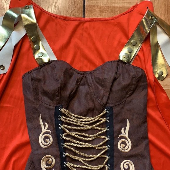 Donated Roman Gladiator Dress w/ Cape Halloween Costume -  Adult OS UC - Picture 2 of 11